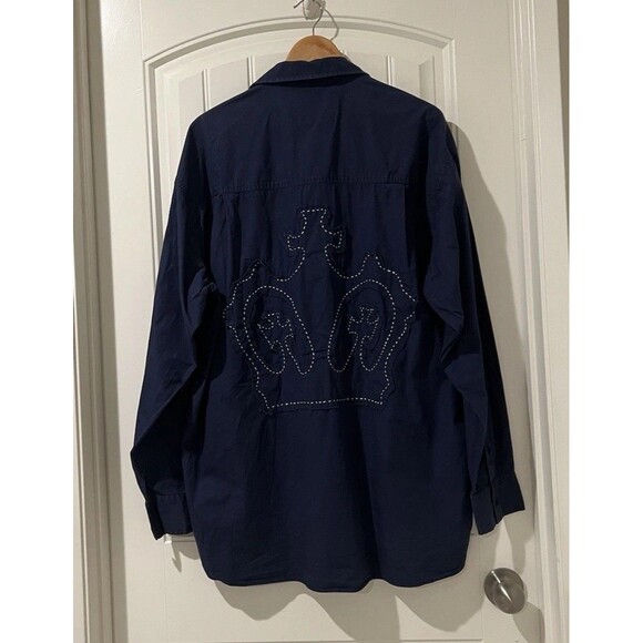 Vintage Sean Jean Chemise Embroidered Crown Blue Long Sleeve Shirt Men’s XL - Picture 3 of 13
